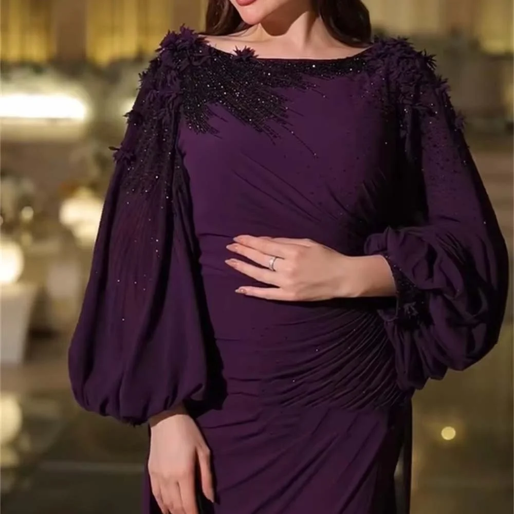 تخصيص رائعة الديكور المرأة حفلة موسيقية فستان مثير كم كامل الساحرة حورية البحر الدانتيل فستان الحفلات المرأة كشكش ثوب مسائي