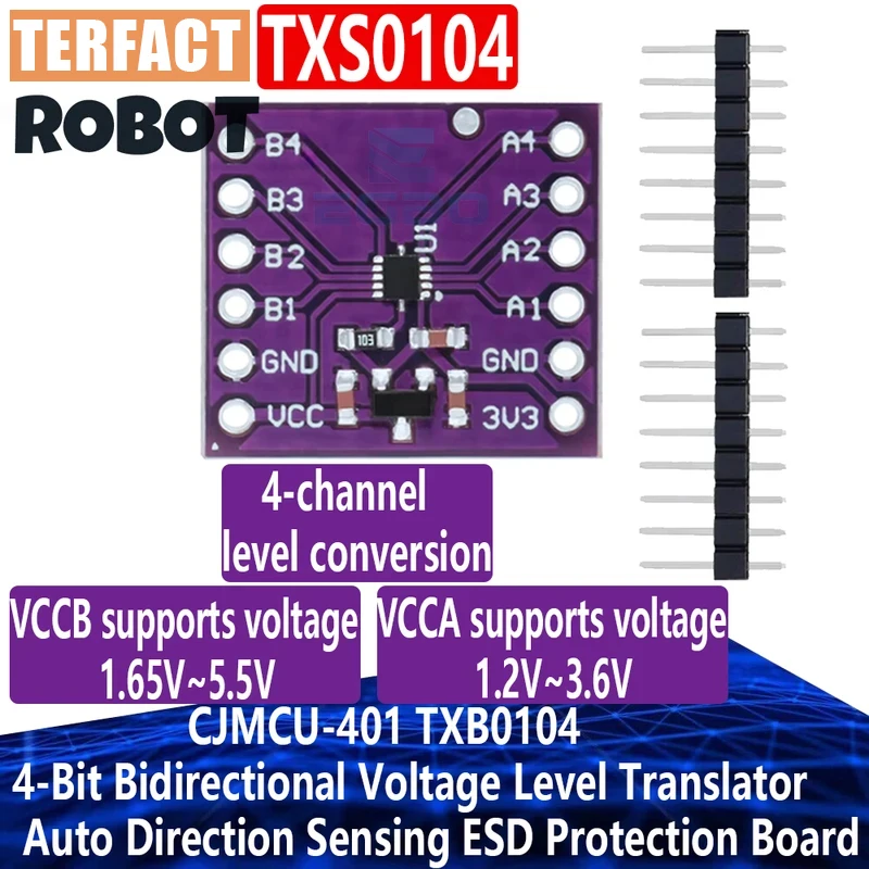 1~10PCS TERFACT CJMCU-401 TXB0104 4-Bit  3.3V Bidirectional Voltage Level Translator Auto Direction Sensing ESD Protection Board