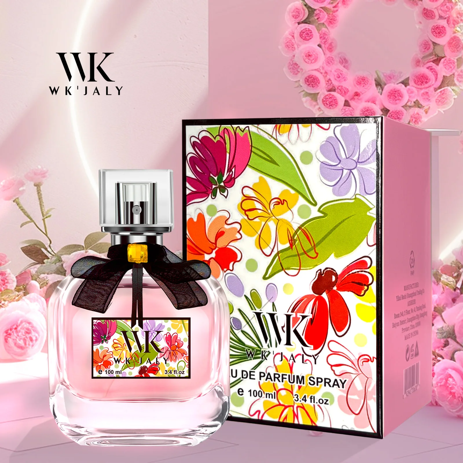 

WK JALY Floral Drunk Eau De Parfum-спрей, женские духи, с нотами розы, сандаловое дерево, стойкий фруктовый аромат, 100 мл