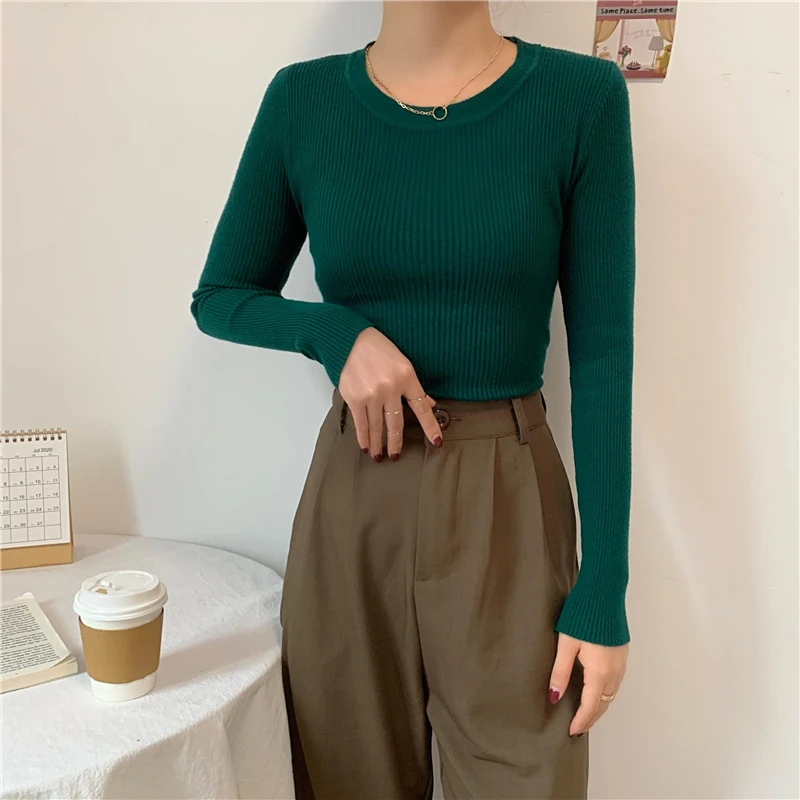 ربيع الخريف المرأة جولة Ne تريكو سليم صالح قاعدة طبقة Faionable الأبيض ملابس داخلية طويلة Sve لون نقي تخفيف Sle