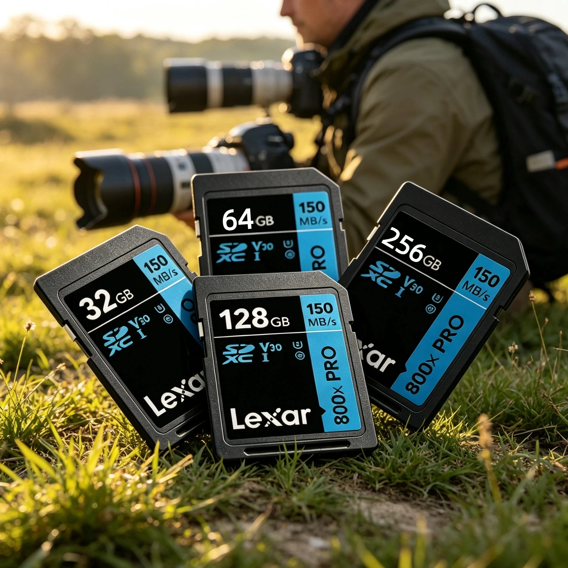 Lexar SD Card 800x Pro 32GB SDHC Full HD 64GB 128GB 256GB SDXC UHS-I Class 10 150MB/s Read Speed Memory Card for Camera Storage