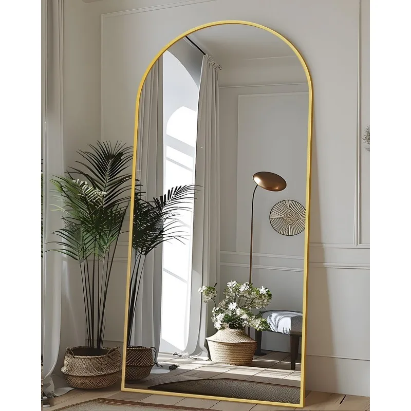 Full Length Mirror, 76"x34" Floor Mirror, Floor Standing Mirror Freestanding Arch Full Body Mirror with Stand for Bedroom