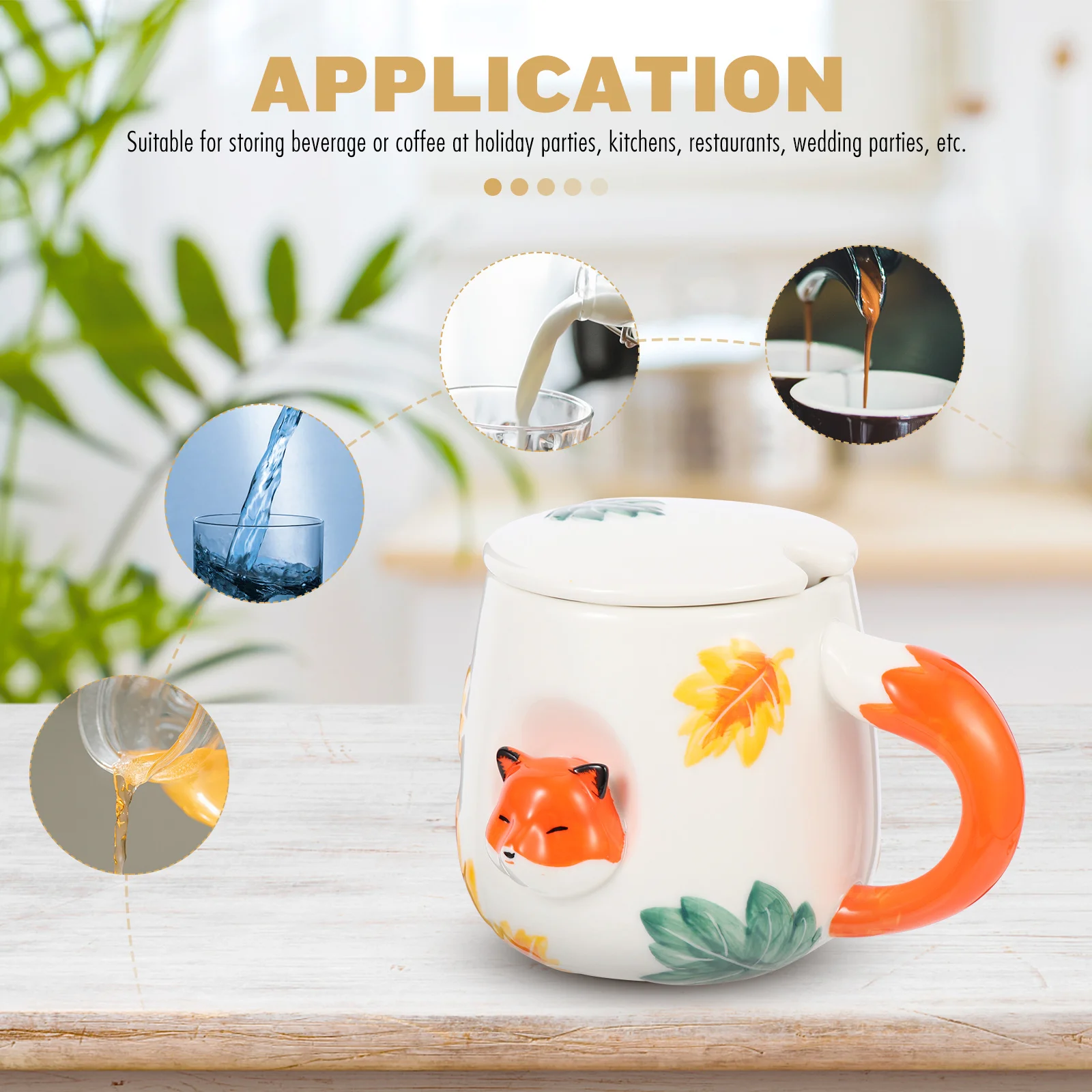 

1Set Cartoon Pattern Ceramic Coffee Mug Thick Handle Household Drinking Cup for Holiday Parties Gifts Decorative Beverage Cup