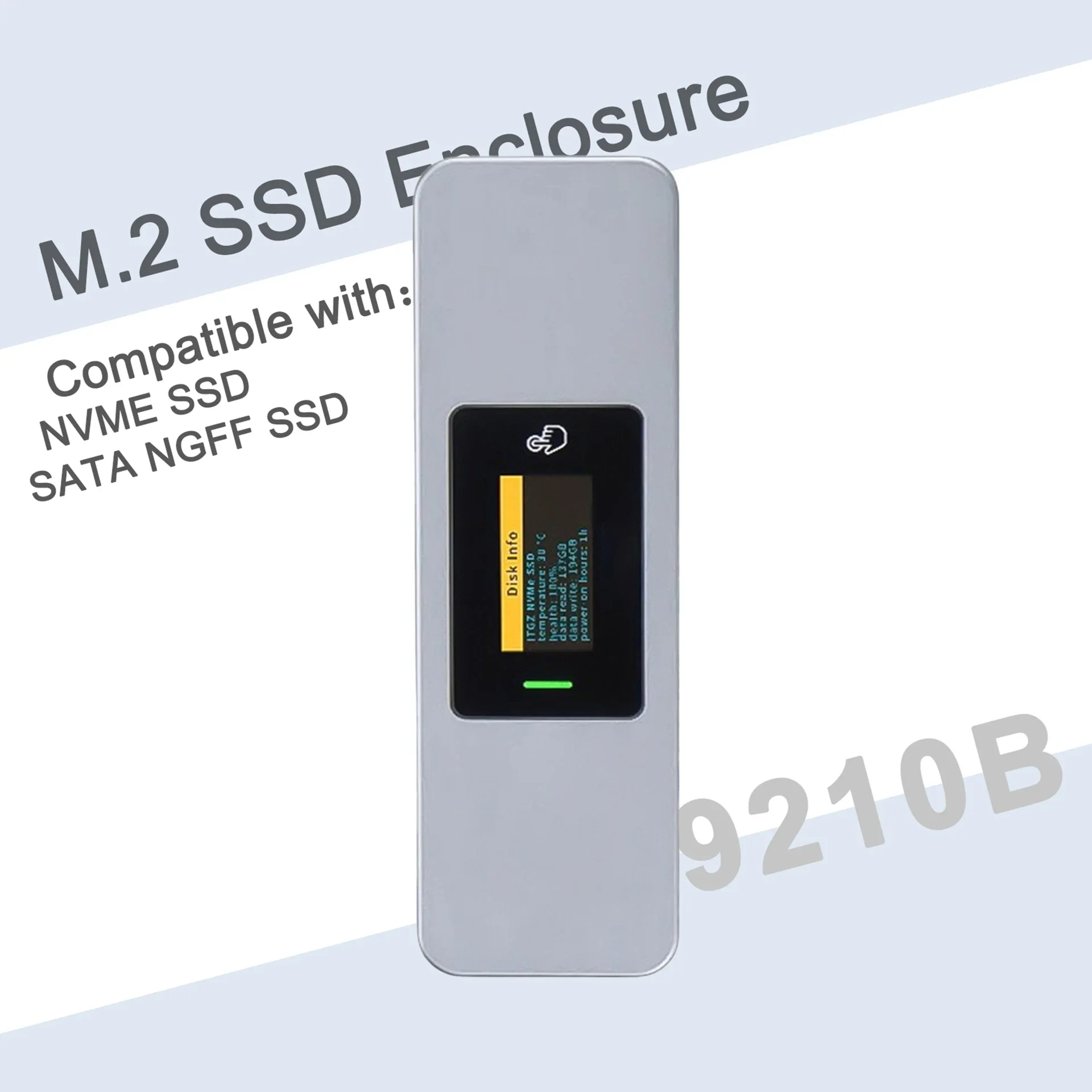 

Адаптер M.2 NVMe/NGFF SSD с экраном, USB 3,2 Gen2 10 Гбит/с, M-Key M2 чехол 2280, алюминиевый внешний NVMe Reader
