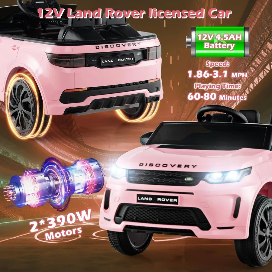 รถยนต์ไฟฟ้าสำหรับเด็ก 12V รุ่น Land Rover พร้อมรีโมทคอนโทรล ประตูที่สามารถล็อคได้ ระบบสตาร์ทแบบช้า ไฟ LED และระบบปรับความเร็ว
