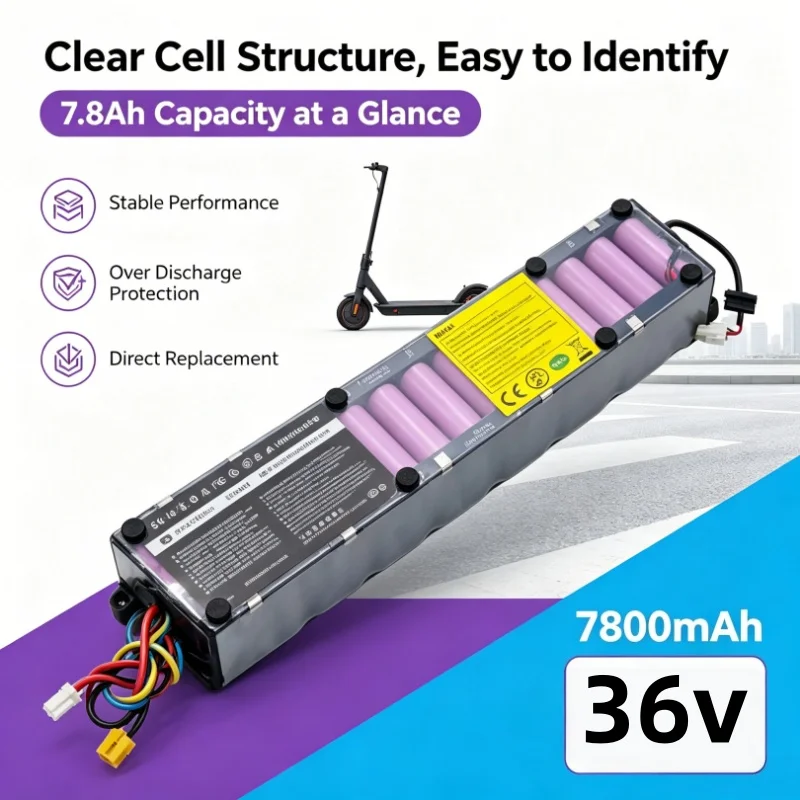 Dual Online Power & Endurance 36V 7800mAh High Specification Battery Cell for M365/M365 Pro