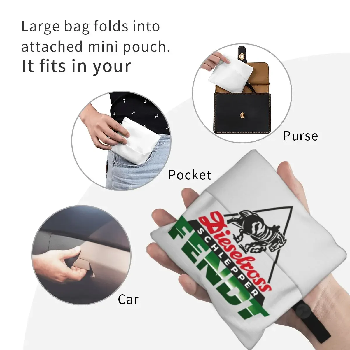 حقائب تسوق محمولة للجرارات الألمانية Fendt ذات سعة كبيرة وحقيبة تسوق وحقيبة يد وحقيبة كتف