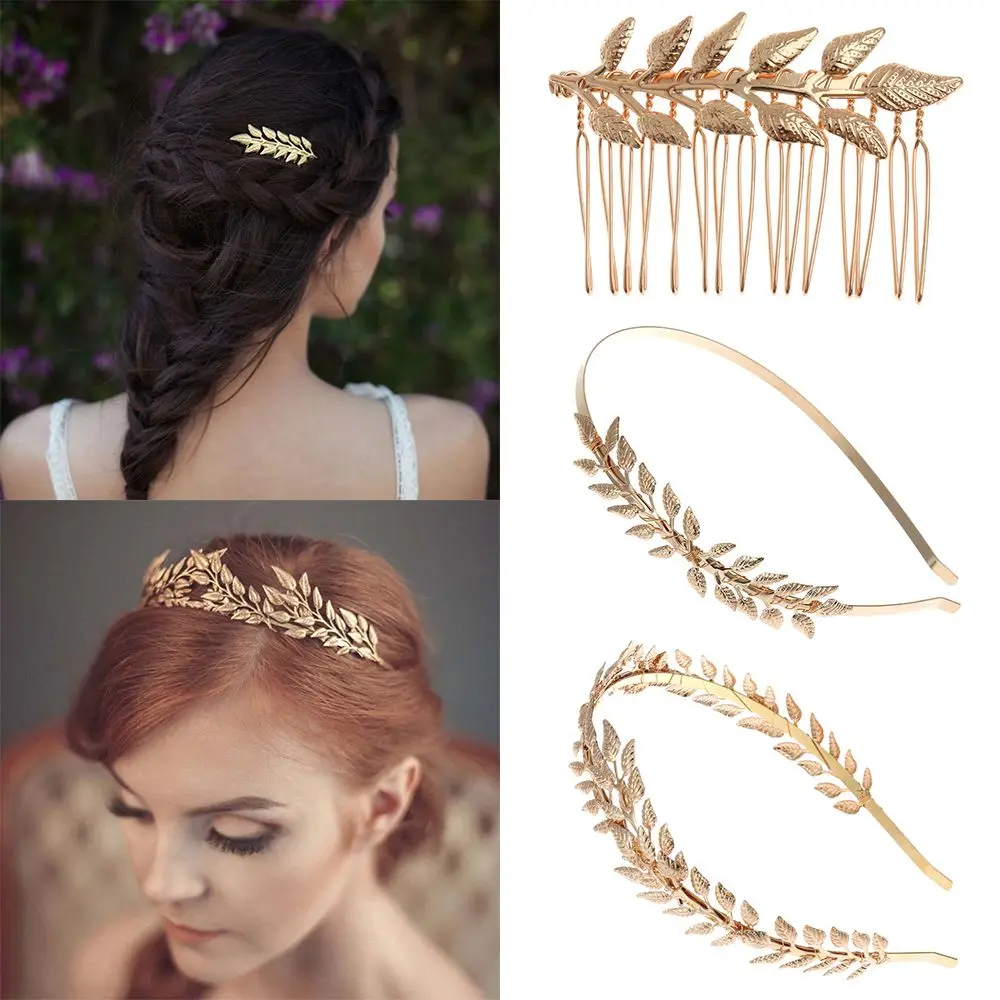 

Hair accessories Bridesmaid Tiara Hair Combs Metal Gold Leaf Leaves Hair Bands Bride Headbands Wedding Hair Crown