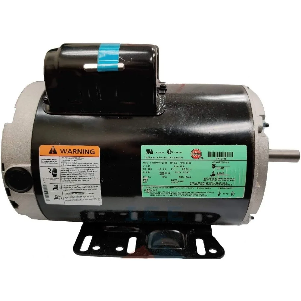 

3 HP 3450 RPM Electric Motor COMPRESSOR DUTY 56 Frame 1 Phase 5/8 Shaft