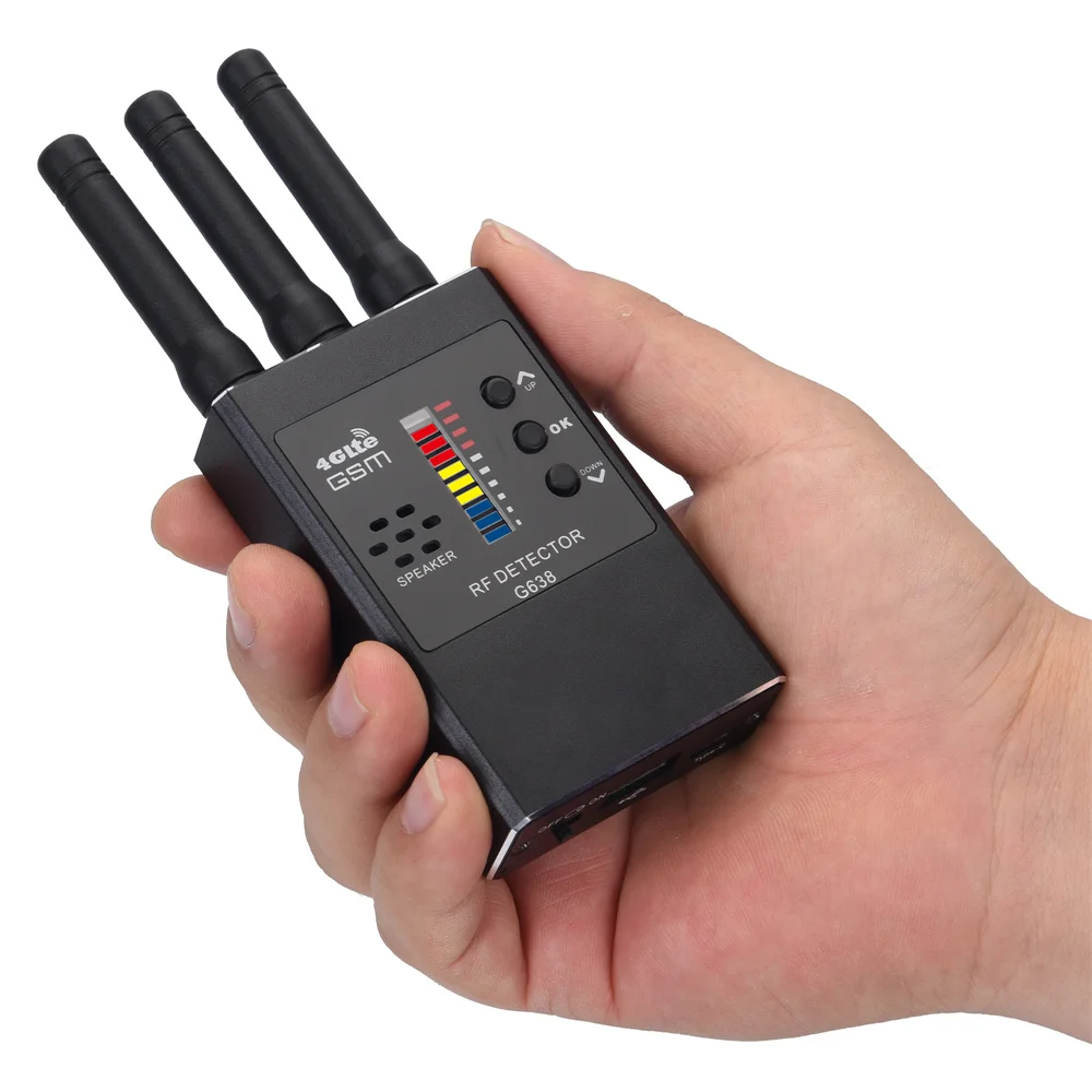 G638 Professional Anti Spy Wireless RF Signal Detector Bug GSM GPS Tracker Hidden Camera Detect Lens Eavesdropping Device Finder