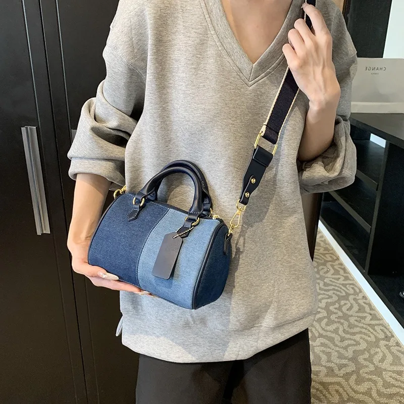 Casual Denim Bucket Bag for Women Shoulder Crossbody Bag Multiple Pockets Ladies Handbag Luxury Design Female Bigt Tote Handbag