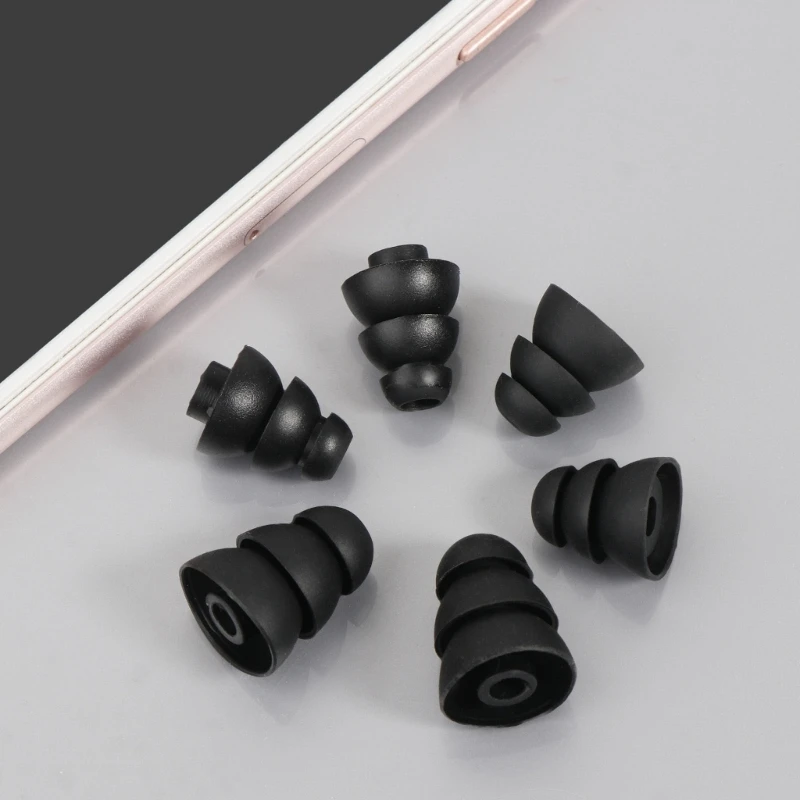 Triple Flange Eartips Eargels Earpads Ear Tips Silicone Bud Eartip for Inside Diameter 3.8mm-4.5mm In-Ear Earphone