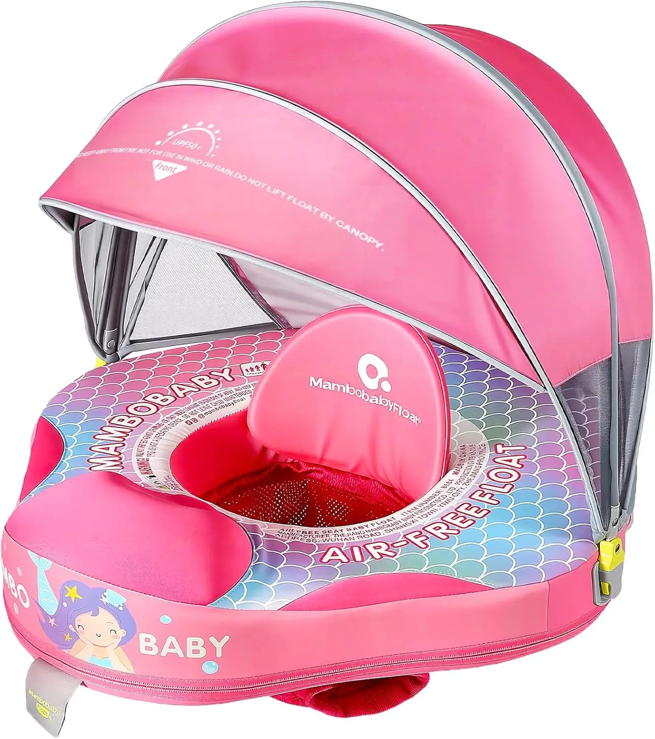 Baby Pool Float with Canopy, Non-Inflatable Infant Swim Float for 3-24 Months, UPF 50+ Sun Protection