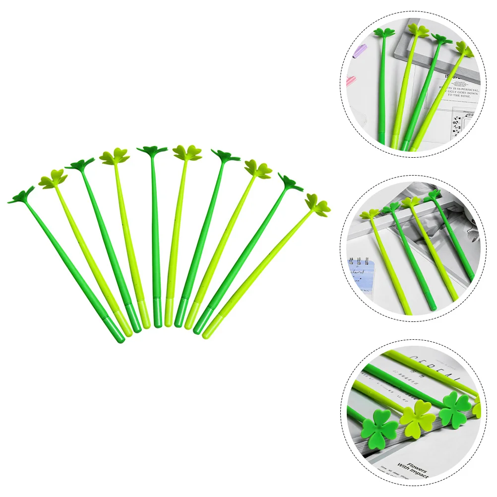 

10 Pcs Student Pens Plushies for Girls Kids Gift Four-leaf Clovers Gel Ink Writing Office Novelty Ballpoint