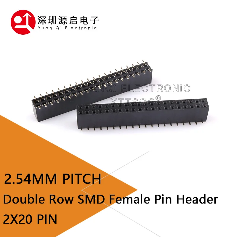 2PCS 2X20 PIN Double Row SMT SMD FEMALE PIN HEADER 2.54MM PITCH Connector Socket 2*20 40PIN 2x20P 2x20pin FOR PCB Board