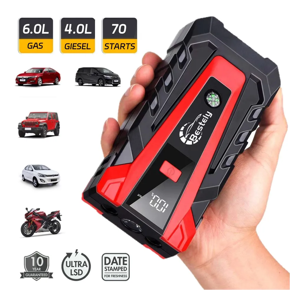 Portable Car Jump Starter,Universal 12V Car Battery Jump Starter with Jumper Cables,Multifunctional Power Bank with Flashlight