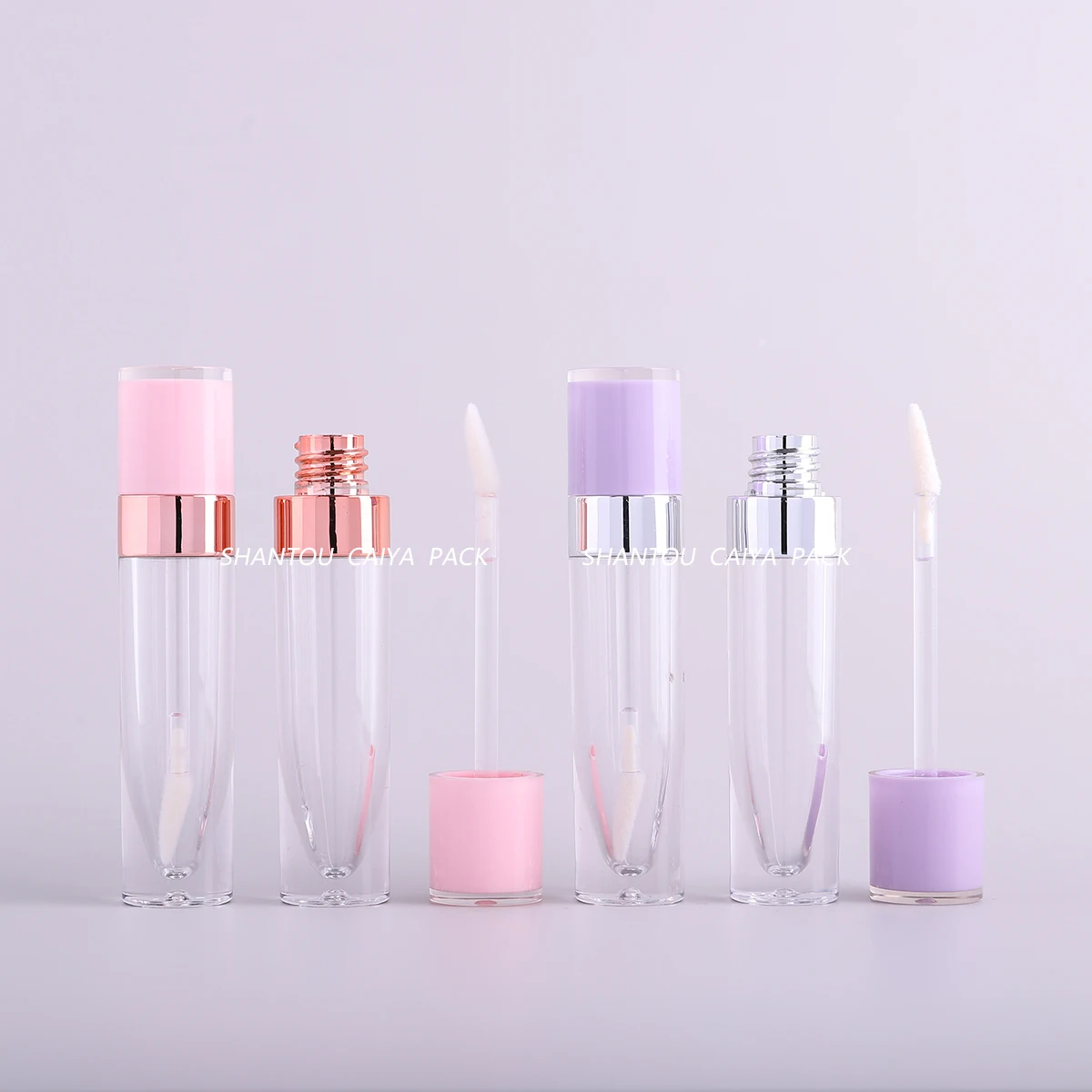 

Lipgloss Tube 6ml Empty Portable Purple Pink Lip Gloss Bottle Clear Lip Glaze Tubes Round Sample Cosmetic Packing Container