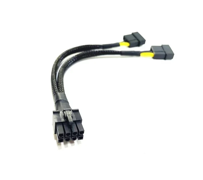 WENJUN 20cm sleeved Dual IDE Molex 4Pin to CPU/ ATX 8Pin male Power Adapter Cable for PC computer