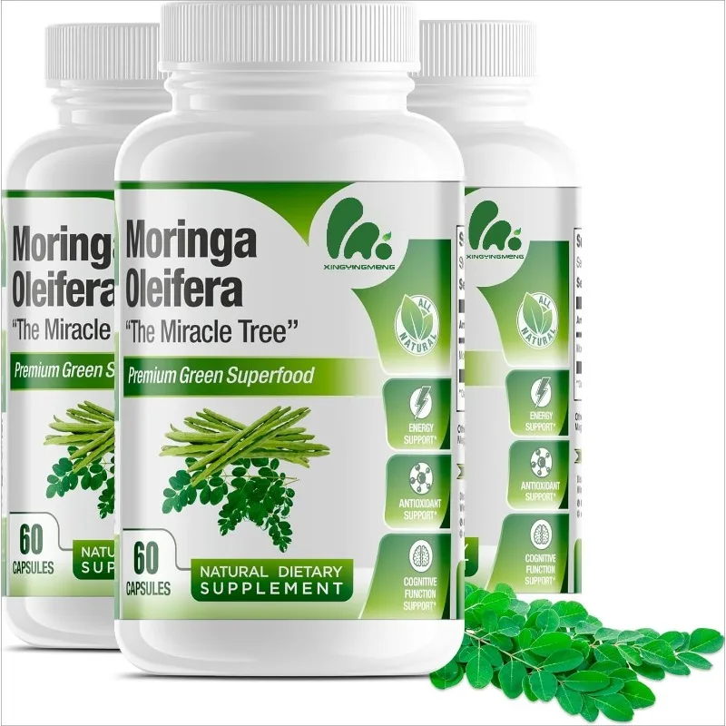 

Pure Moringa Leaf Extract Vegetable Capsules 1000mg. Natural Herbal Supplements. Energy Support