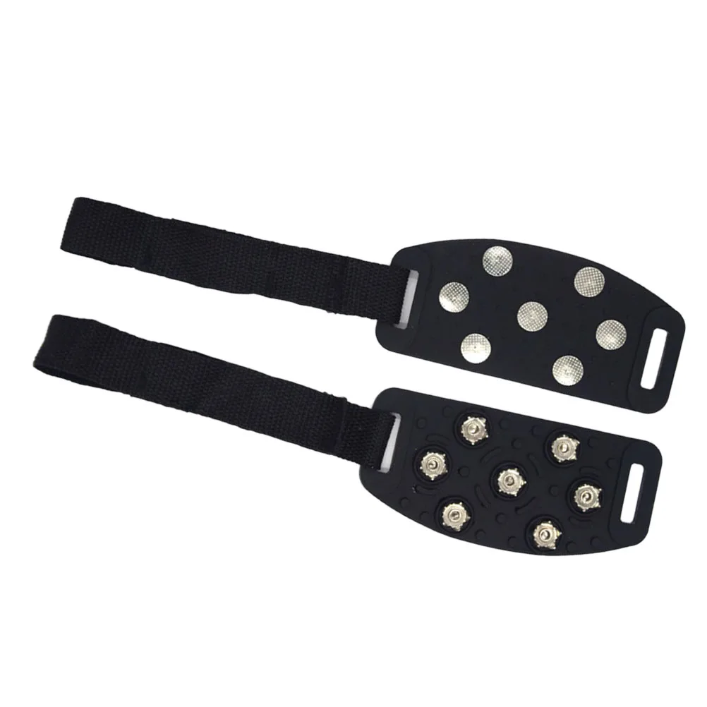 

2pcs Anti Slip Shoe Covers Black 7 Studs Zinc Alloy Nails Premium Silicone Lightweight Durable Adjustable Fit Boots Sneakers