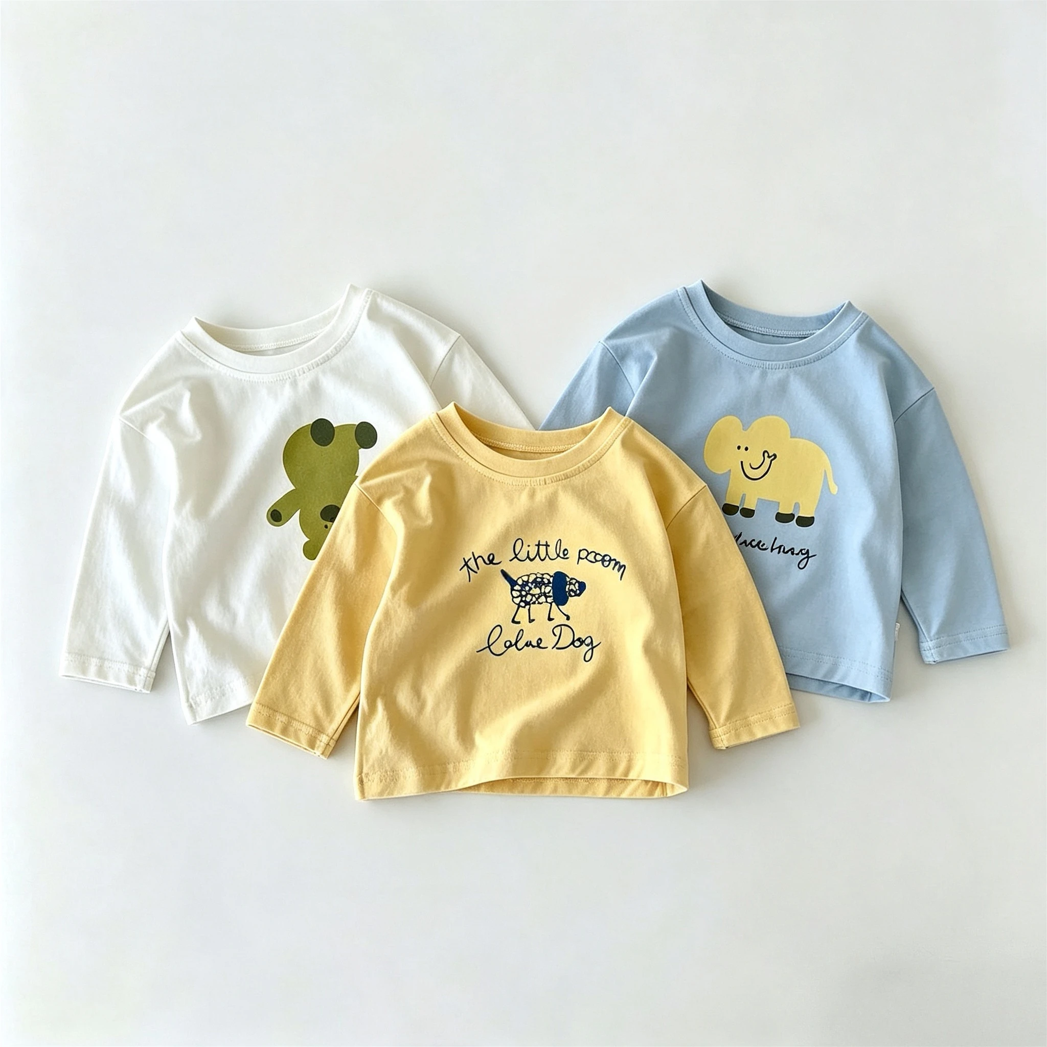 Trendy Desgin Toddler Long Sleeve Tshirt Tops Autumn Clothes Simple Versatile Kids Bottoming Shirt Crewneck Casual Blouse Child