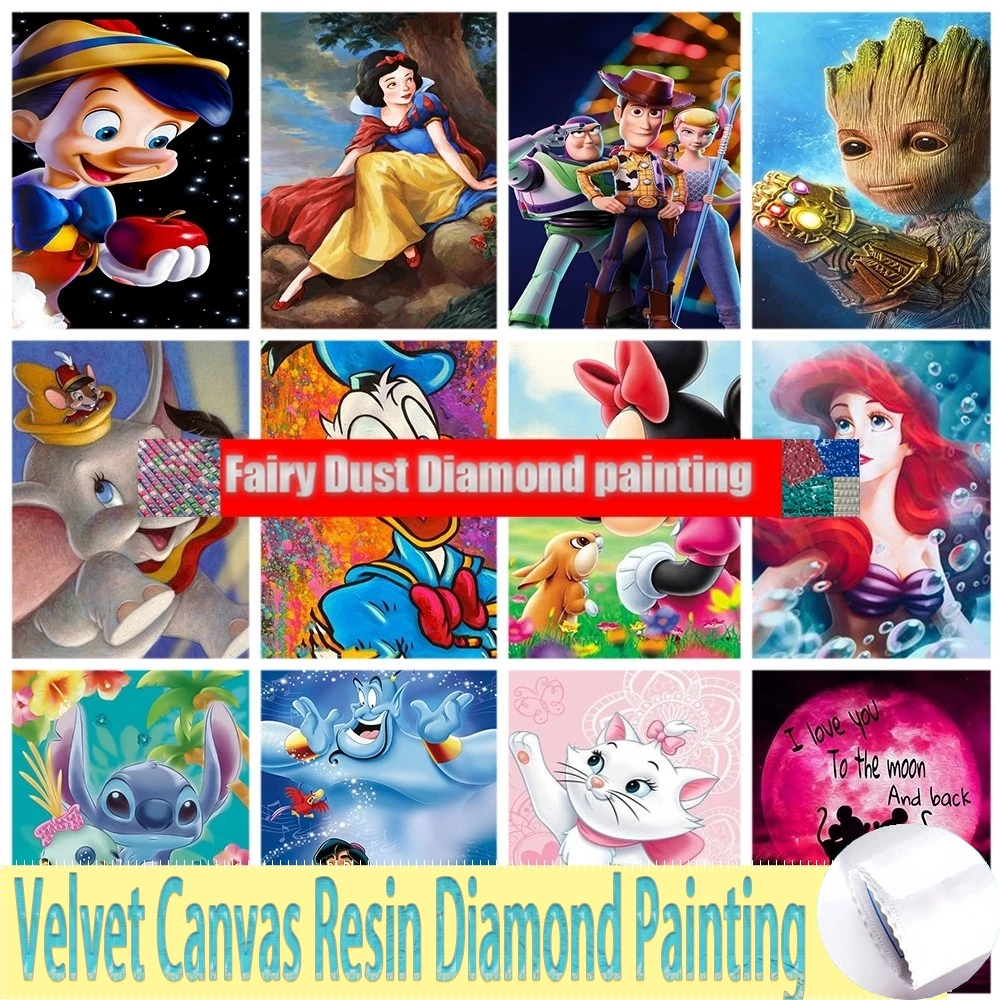 Disney Princess 5D Fairy Dust Resin Diamond Painting Mickey Mouse Donald Duck Mosaic Embroidery Cross-Stitch Children's DIY Gift