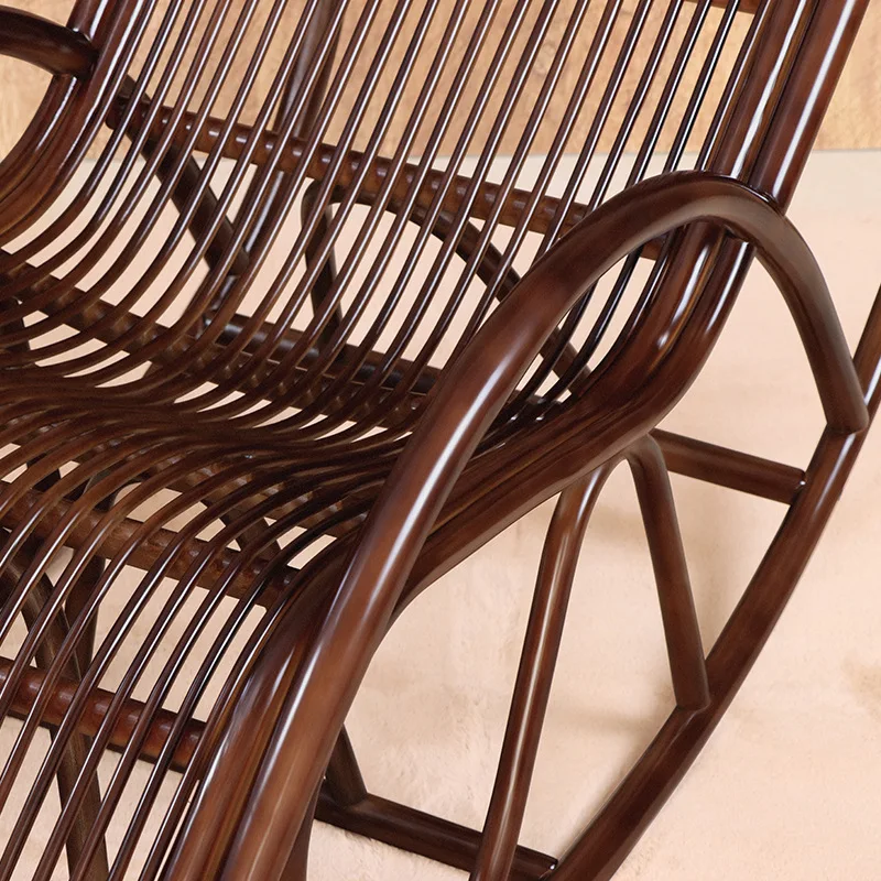 True rattan rocking chair recliner, balcony home living room casual rattan elderly lazy rocking chair, adult rocking
