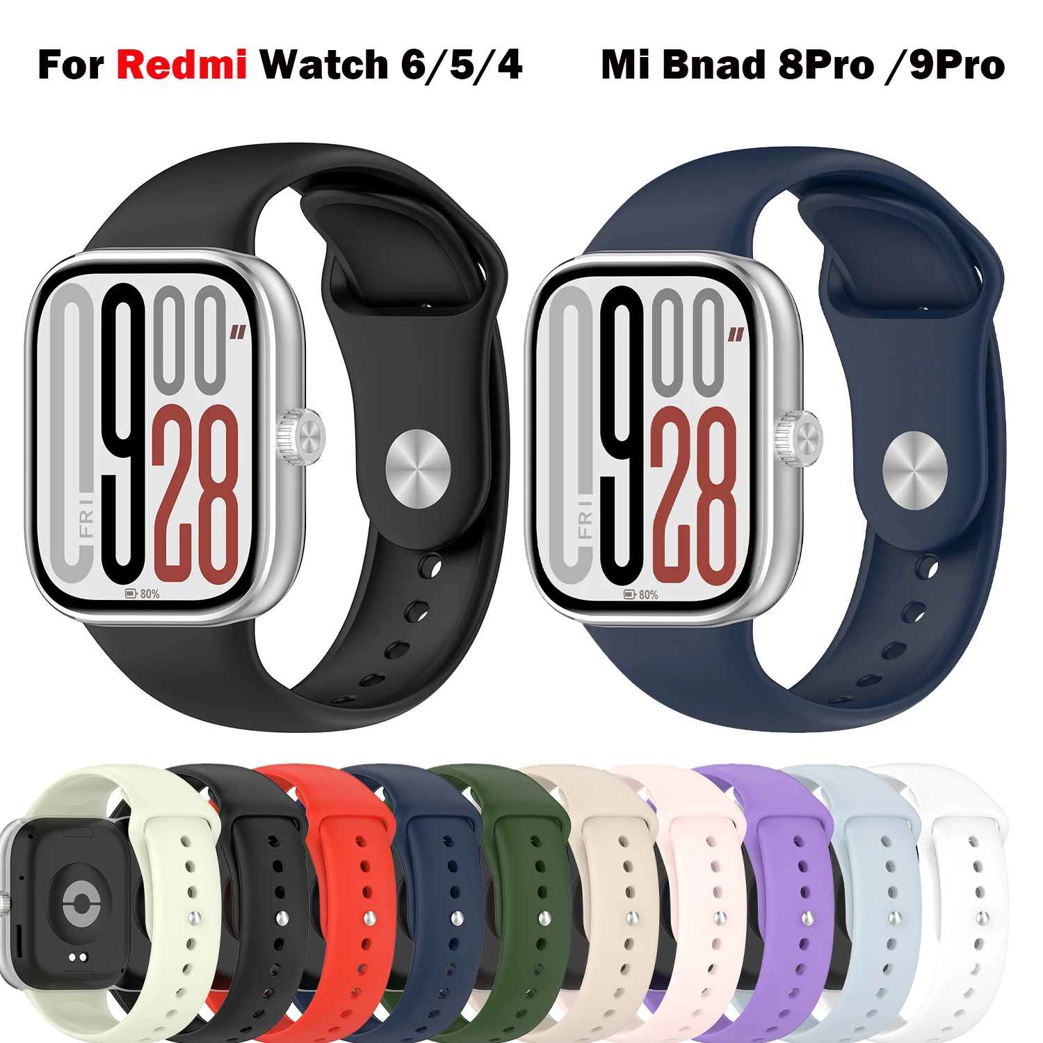 Weicher Silikon-Ersatzriemen für Redmi Watch 6 5 4 Xiaomi Mi Band 9 Pro 8 Pro Armband Uhrenzubehör