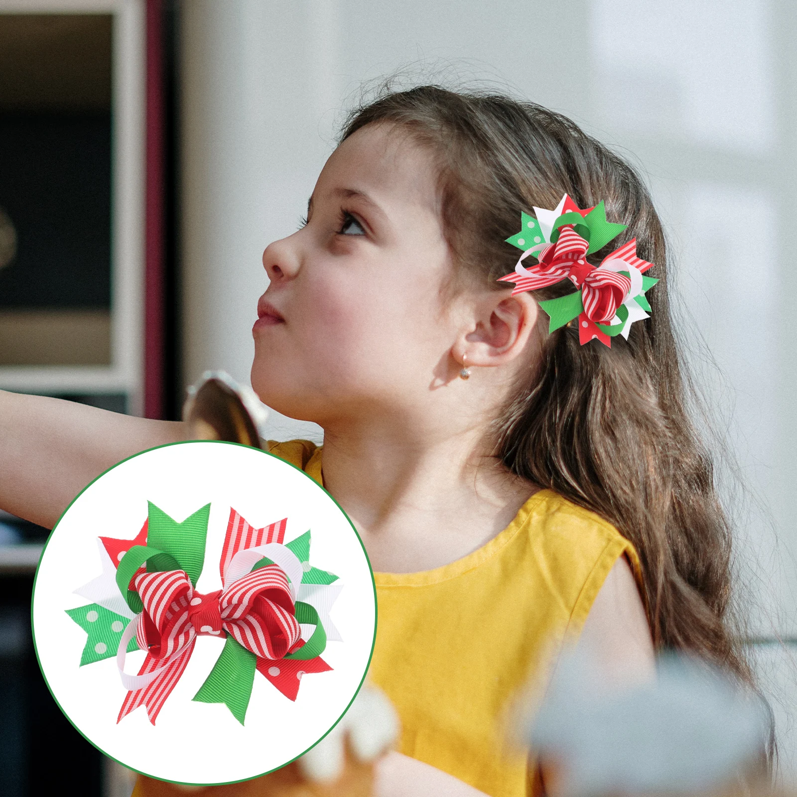 

4 Pcs Christmas Hair Clips Accessories for Girls Swallowtail Polyester Bows