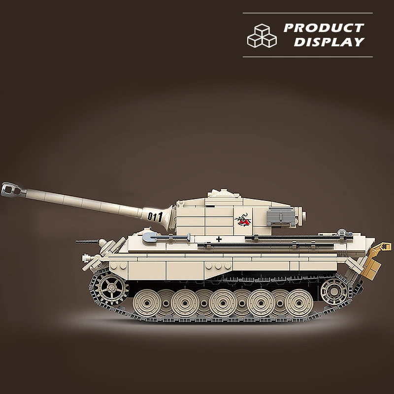 キングタイガー戦車モデルビルディングブロック、moc、ww2ミリタリー、軍隊の武器のレンガ、机の装飾、子供向けの組み立ておもちゃ、ギフト