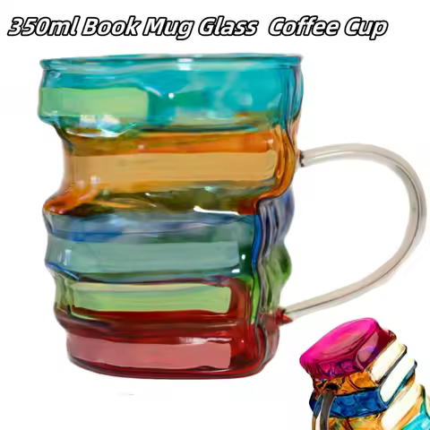 Vintage Book Mug 350ml Lead-Free Glass Reading/Study Coffee Cup for Readers Writers Elegant Home Decor &amp; Gift Idea