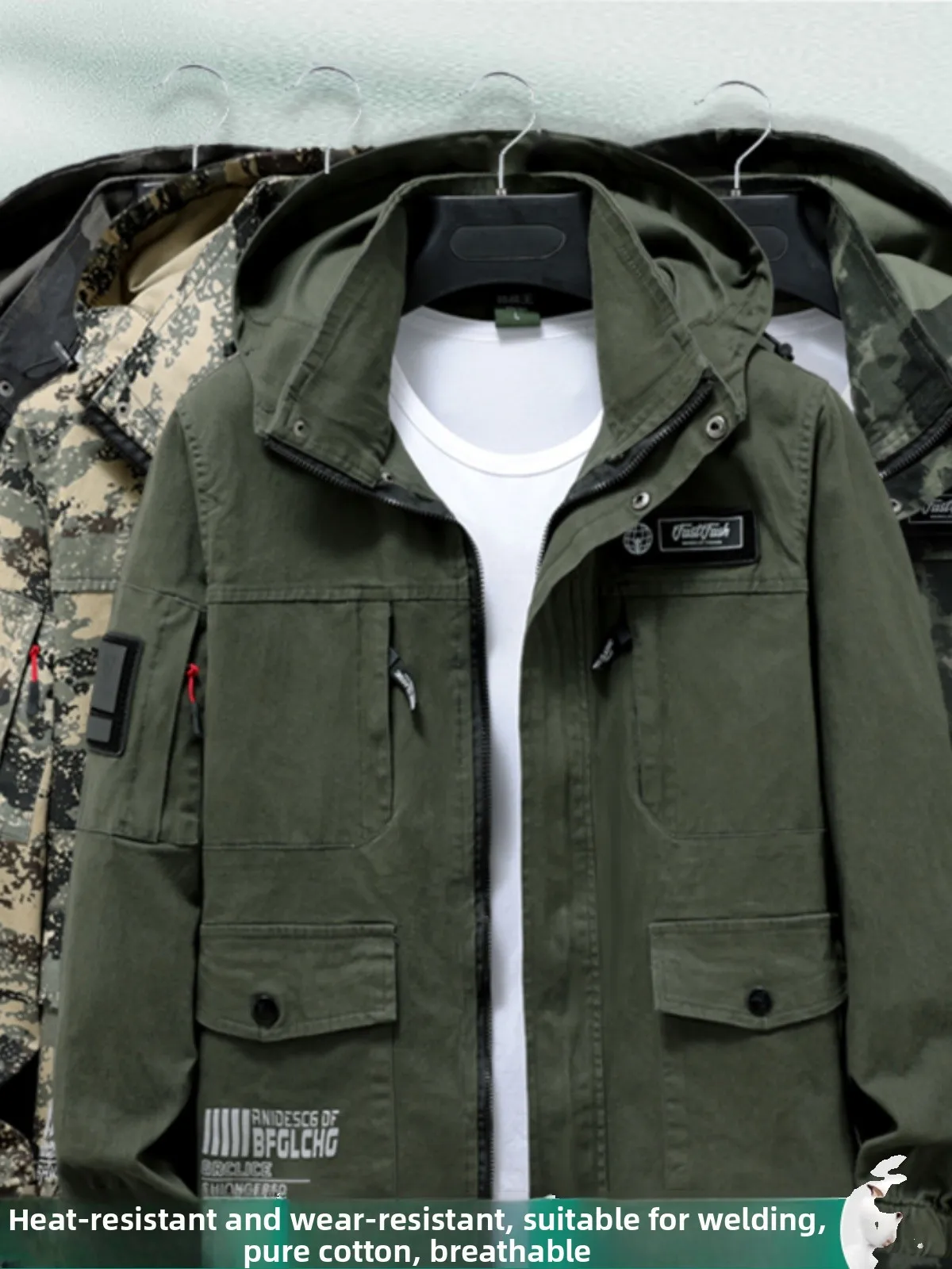 Conjunto de Ropa de Trabajo de Protección Laboral Thiened para Hombre, Ropa Superior de Construcción, Resistente al Desgaste, Algodón Puro, Elástico, Camuflaje