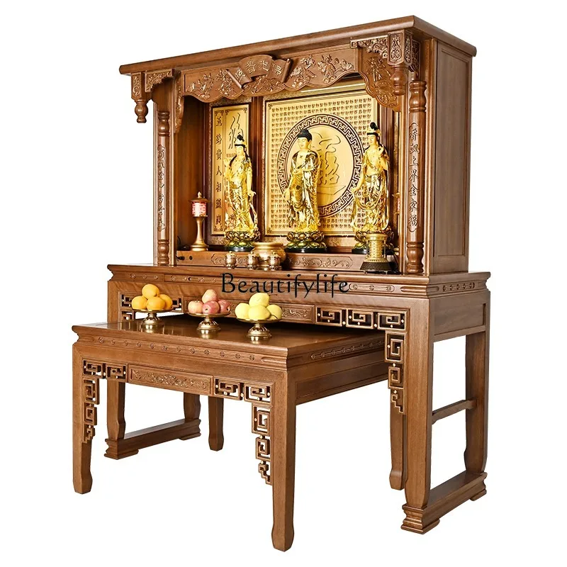 

Jinhuali solid wood Buddhist niche new Chinese vertical cabinet table incense case