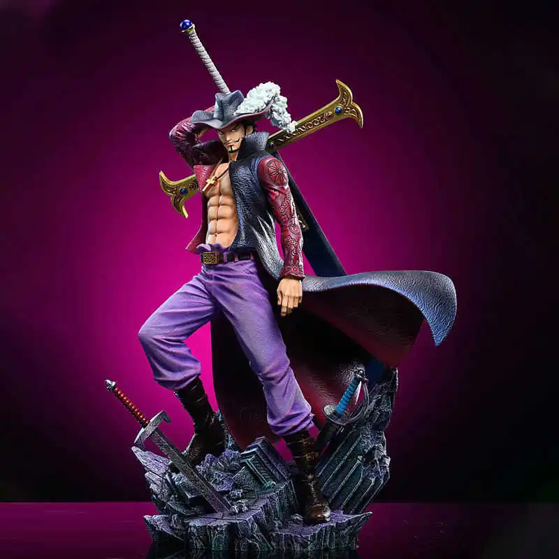 28cm Gk Dracule Mihawk One Piece Anime Figures The Knife Holding Posture To Hand Swap Desktop Statue Model Kids Toys Xmas Gift G