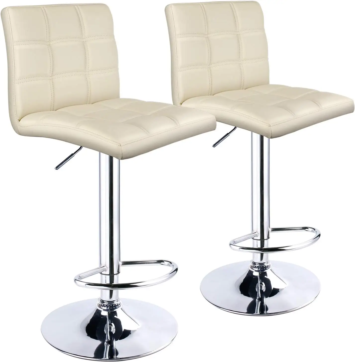 Leopard Modern Square PU Leather Adjustable Bar Stools with Back,Square Back Bar Stools Set of 2,Counter Height Swivel Stool