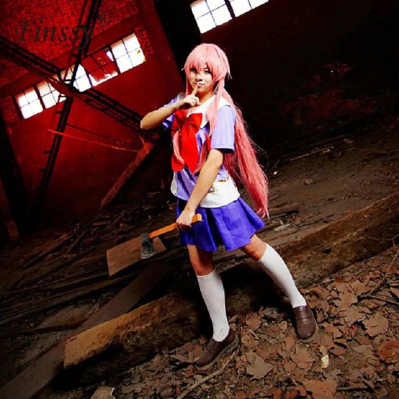 2nd amano yukiteru gasai yuno cosplay mirai nikki cosplay traje de halloween carnaval feminino uniforme da escola secundária tshirt saia peruca