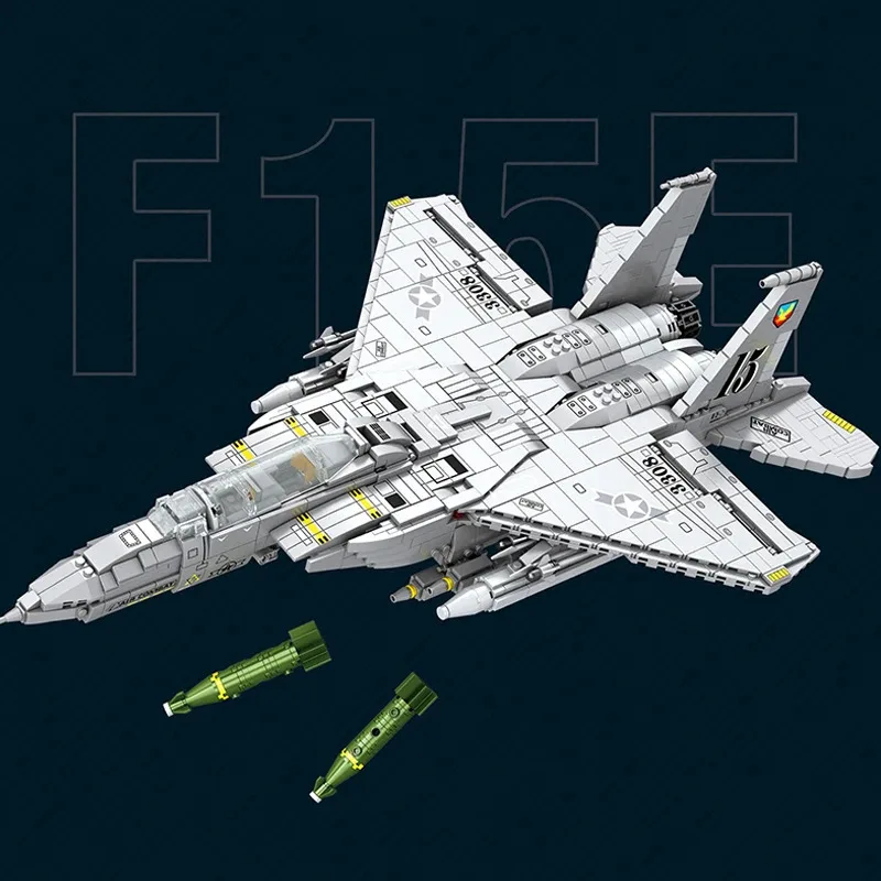 軍用 F15E 戦闘爆撃機飛行機ビルディングブロック、空軍 MOC 33034 第二次世界大戦大型飛行機モデル 2216 個誕生日ギフト
