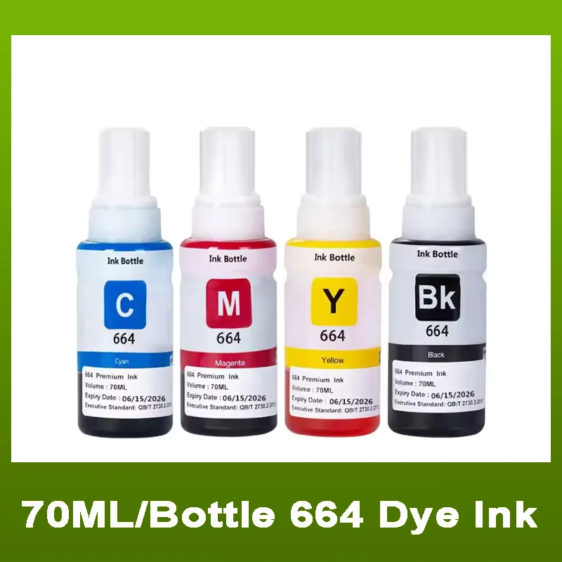 Tinta de Recarga Nueva 664 672 673 para Impresoras EPN L550 L555 L565 L210 L310 L355 L360 L364 L365 L486 L550 L800 L805 L810, 70ML