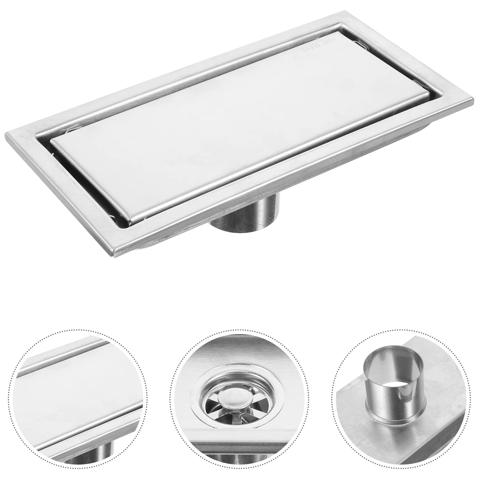 Stainless Steel Linear Shower Rectangle Floor Hair Catcher Odor Proof Durable Easy Install Invisible Design Drain Cover Basement