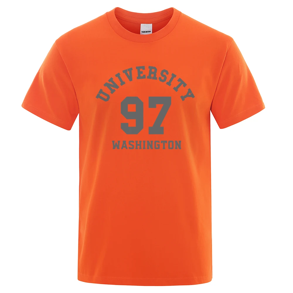 University 97 Washington Hip Hop Letter Goth Clothes Men Loose Oversize T-Shirts Summer Tshirts Cotton T-Shirt Casual Loose Tops