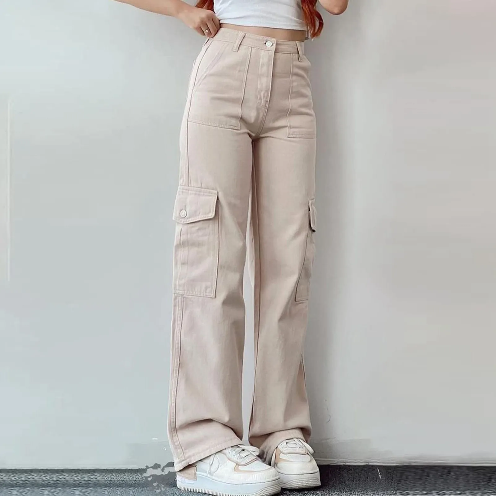 2025 Women Retro Streetwear High Waisted Denim Pants Lady Baggy Straight Leg Wide Leg Pants Girls Fashion Casual Black Trousers