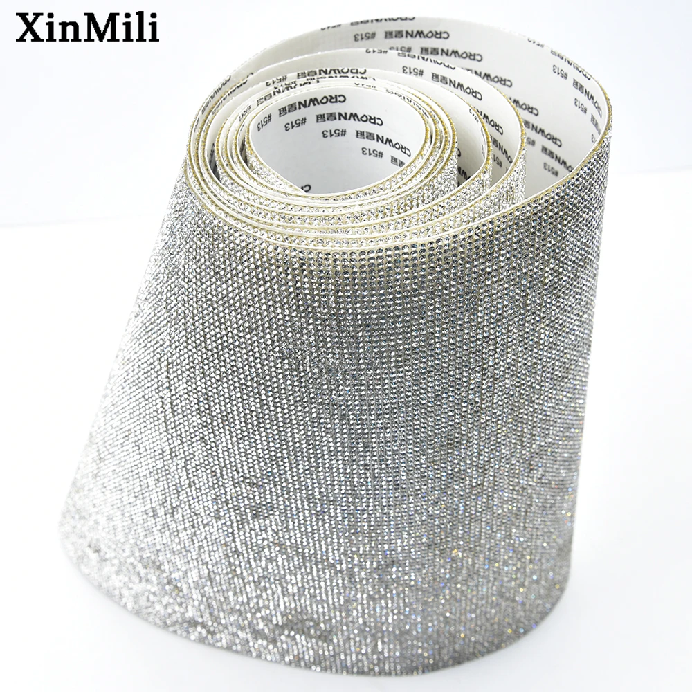 Imagem -04 - Auto-adesivo Glass Crystal Mesh Roll Hot Fix Rhinestone Sticker Folha Guarnições para Carros Roupas Sapatos Decoração Jardas Bling