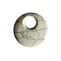 Howlite Turqoise 30MM Round Disc Lucky Coin Pingan Pendant for Jewelry Making Crystal Amulet Circle Donut Stone Beads 6MM Hole