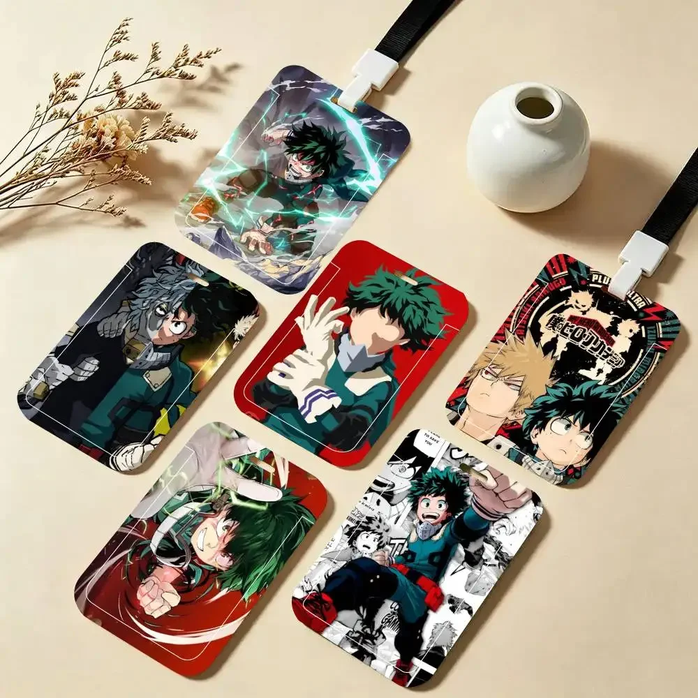 Anime M-My Hero Academia Midoriya Izuku  ID Card Holder Neck Strap Pendant Door Badge Holder Lanyards Keychain Work Credential