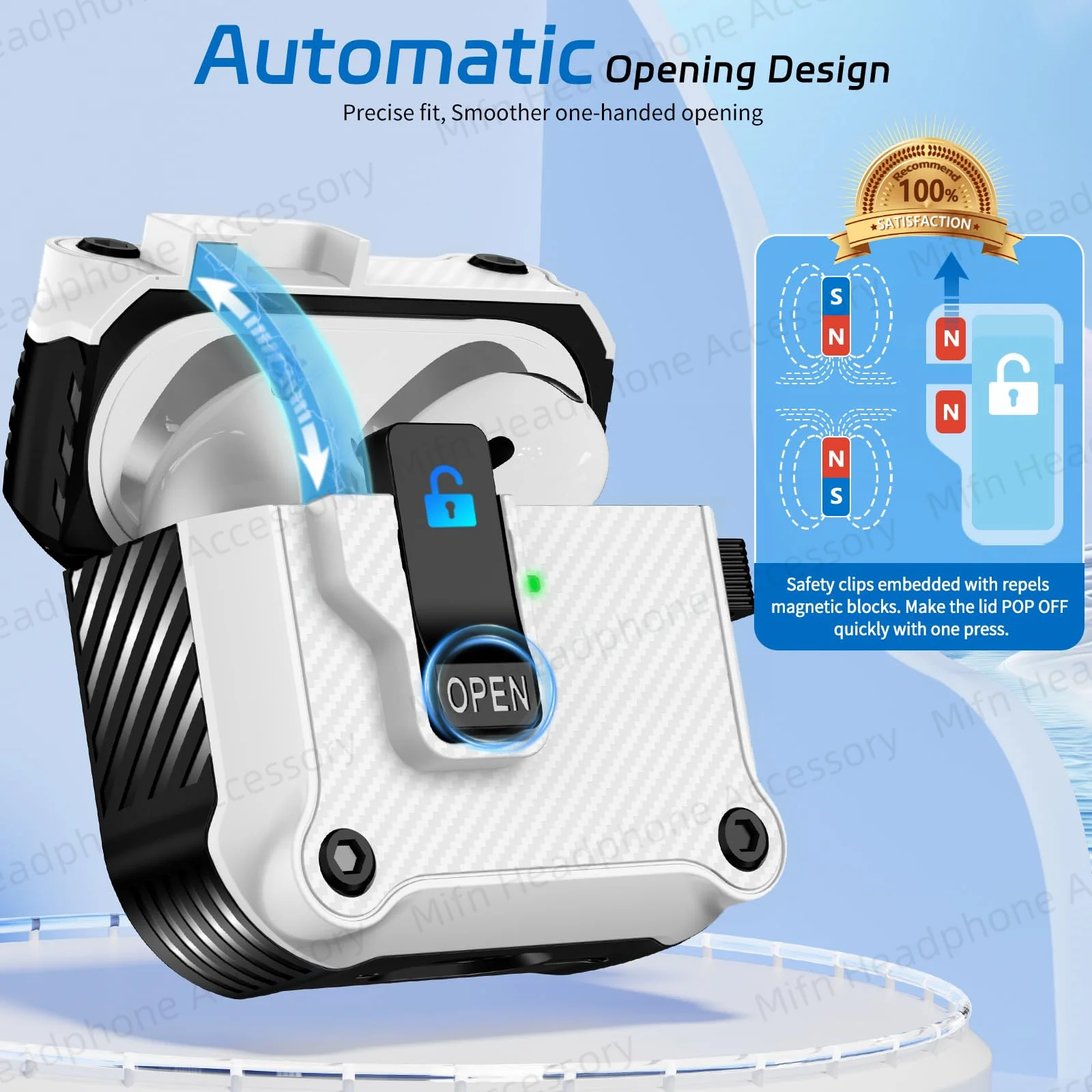 2025年版 AirPods Pro 3 セキュリティロック付きイヤホンケース クリーナーキット付き 自動ロックケース AirPods 第4世代/アクティブノイズキャンセリング搭載 2024年版対応