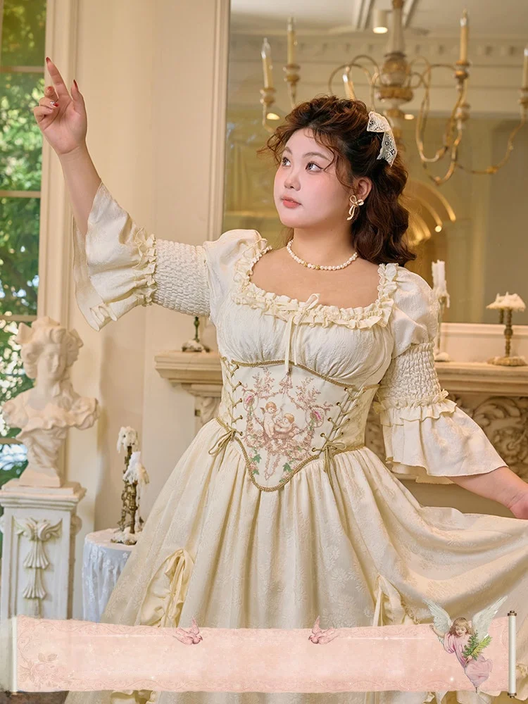 

Женское платье Angel's Cradle больших размеров, белое, с завышенной талией, приталенное, длинное, с рукавами 3/4, осеннее