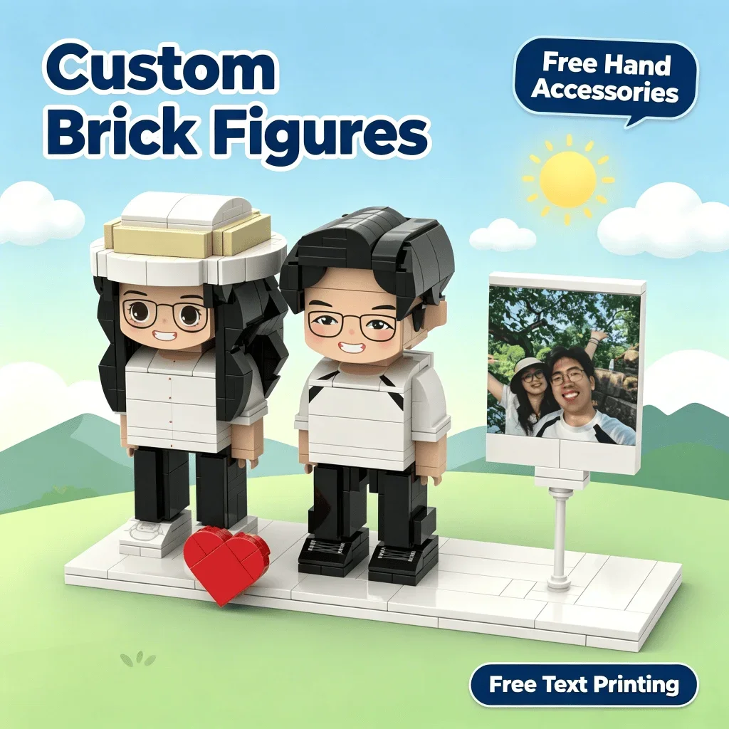 Building Blocks Unique Travel Couple Gifts Full Body Customizable 2 Person Brick Photo Custom Brick Figures