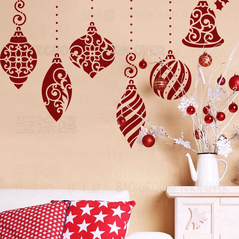

55cm - 95cm Stencil Wall Decor Template To Paint For Painting Plaster Rollers Decors Christmas New Year Bell Ornament S341