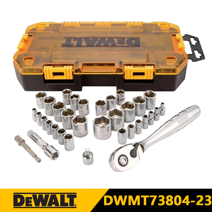 DEWALT DWMT73804-23 34Pcs 1/4''and 3/8'' Socket Wrench Set Drive Socket Set Sleeve Accessory Set Power Tool Accessories