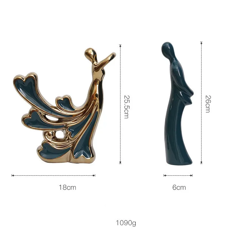 HHT-Nordic Ceramic Couple Sculpture, Love Kiss Statue, Home Decoration, Bedroom Wine Cabinet, High-End Wedding Gifts